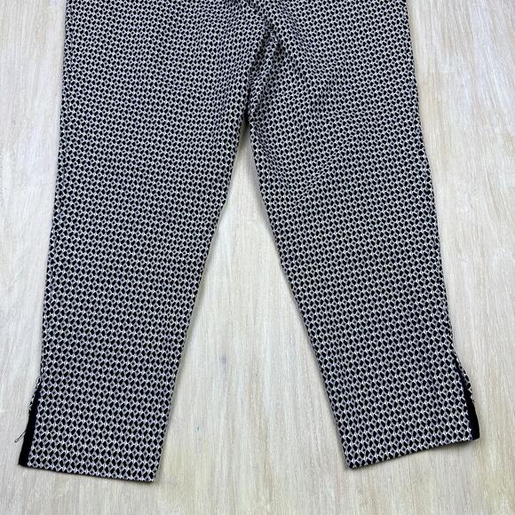Anthropologie Geometric Cropped Black White Ankle Slit Pull On Pants Medium - Picture 9 of 15